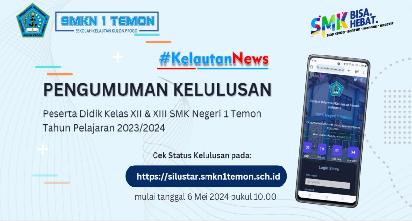 Gambar Utama untuk: Pengumuman Kelulusan SMKN 1 Temon Tahun 2024